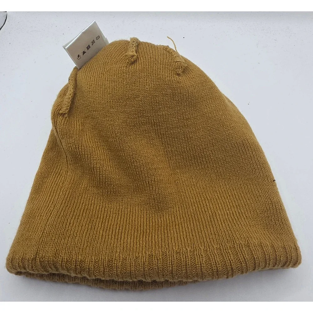 Timberland Brown Wheat Logo Knit Pom Beanie Hat‎ Youth OSFM